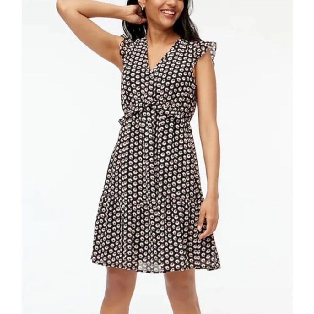 J. Crew Black and White Floral Midi Dress